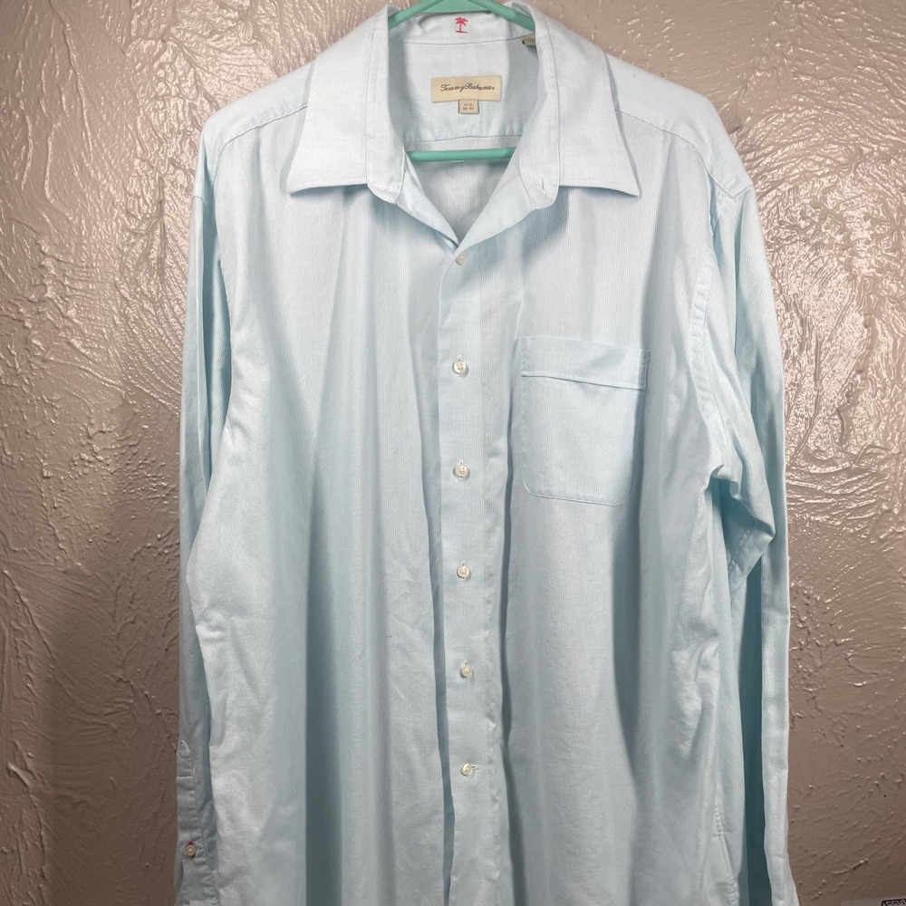 Tommy Bahama Blue check‎ Men's Long Sleeve Button Up Shirt size 17.5  36-37 - Picture 2 of 4